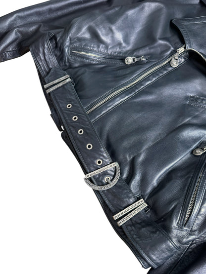 Gianni Versace SS 1994 biker jacket in pelle nera con dettagli Medusa tg 44 — foto 6