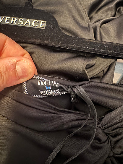Versace x Dua Lipa pantaloni flare neri in viscosa vita drappeggiata 44 IT — foto 5