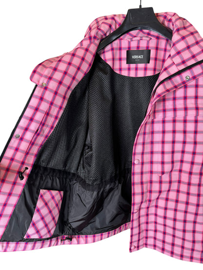 Versace giacca a quadri rosa con cappuccio