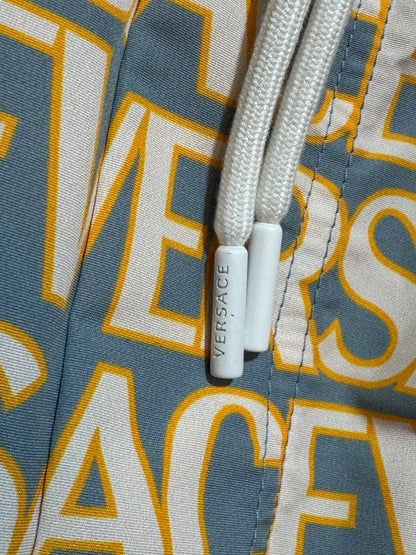 Versace Costume Uomo Logo All Over Azzurro Giallo Taglia XL - Made in Italy