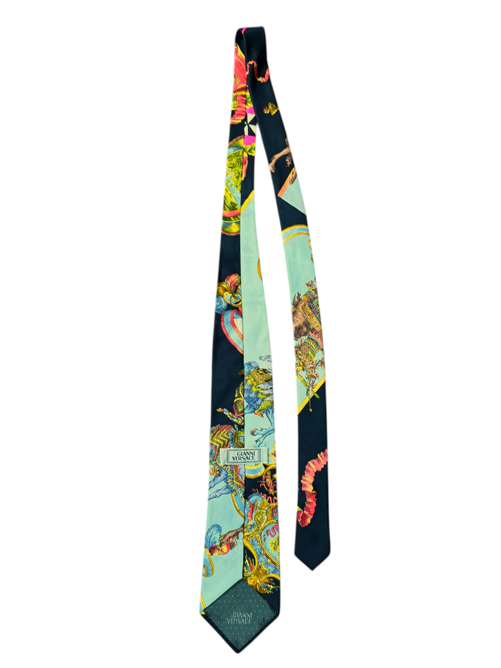 Cravatta vintage Gianni Versace seta stampa carrozza barocca medievale — foto 6