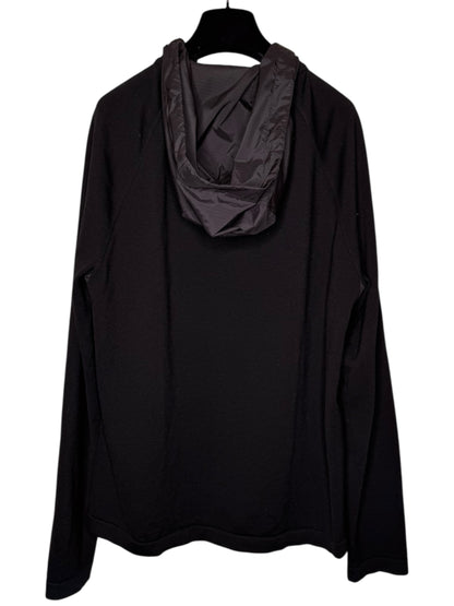 Hermès giacca con cappuccio lana e inserti tessuto tecnico nera zip frontale S — foto 2