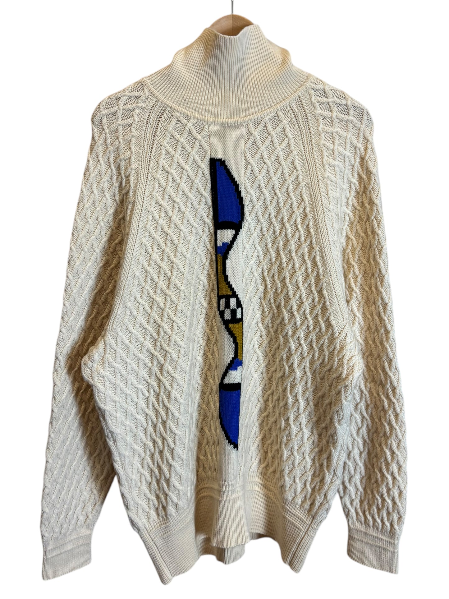 Maglione Gianni Versace Vintage in Lana, Lavorazione Intrecciata, Collo Alto (XL)