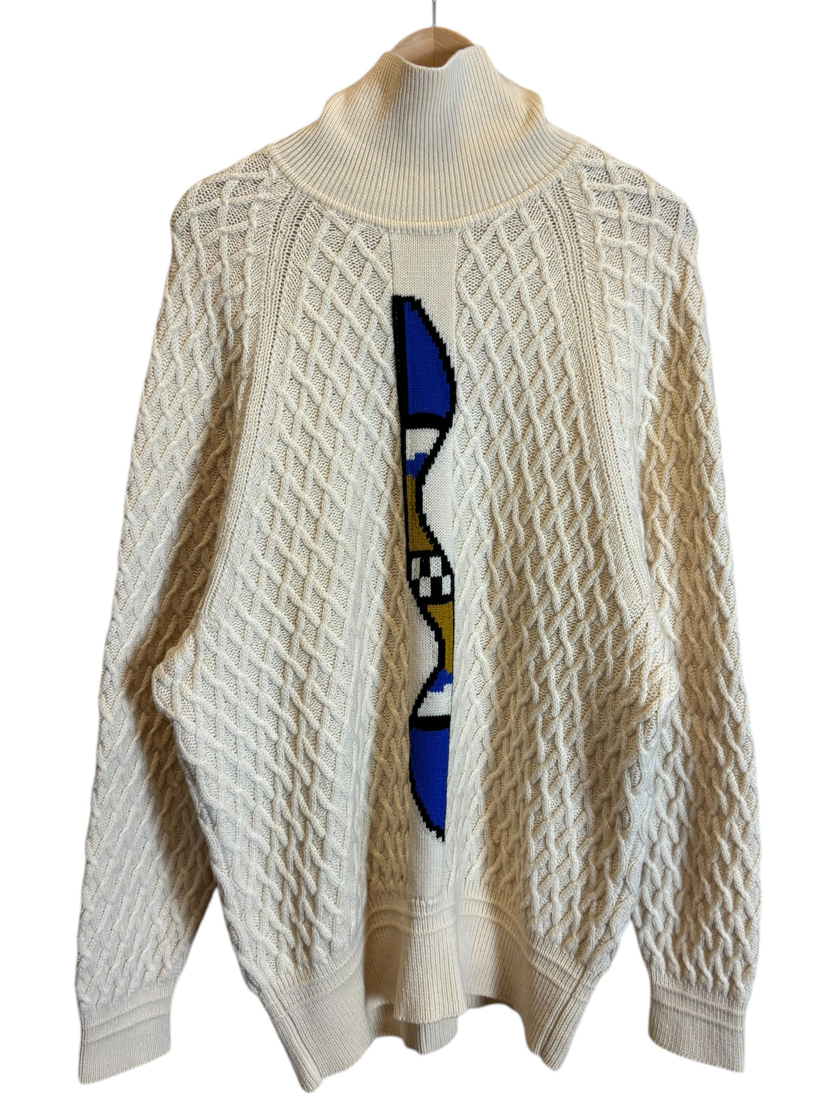 Maglione Gianni Versace Vintage in Lana, Lavorazione Intrecciata, Collo Alto