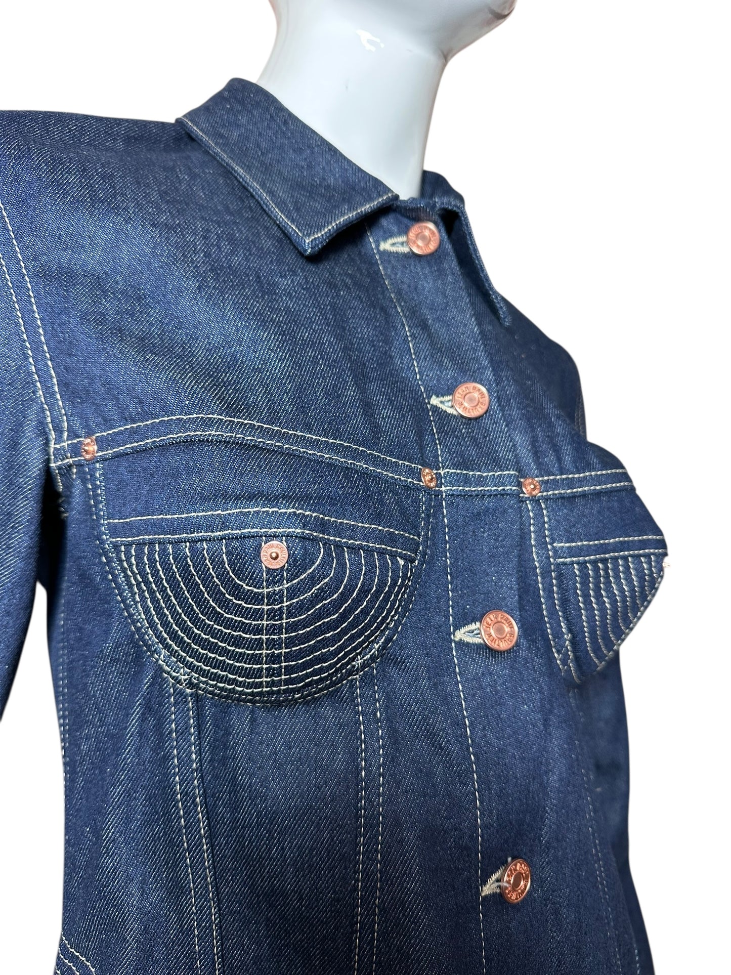 Jean Paul Gaultier maxi giacca in denim (S)