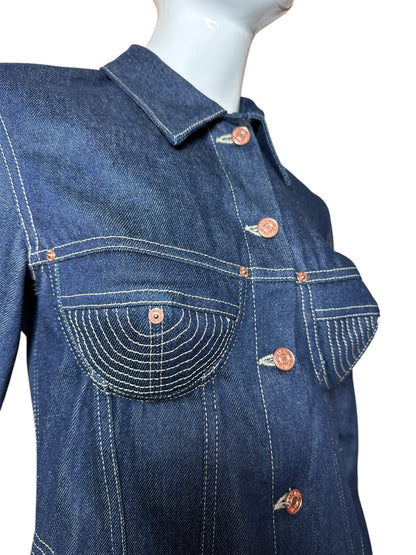 Jean Paul Gaultier maxi giacca in denim (S)