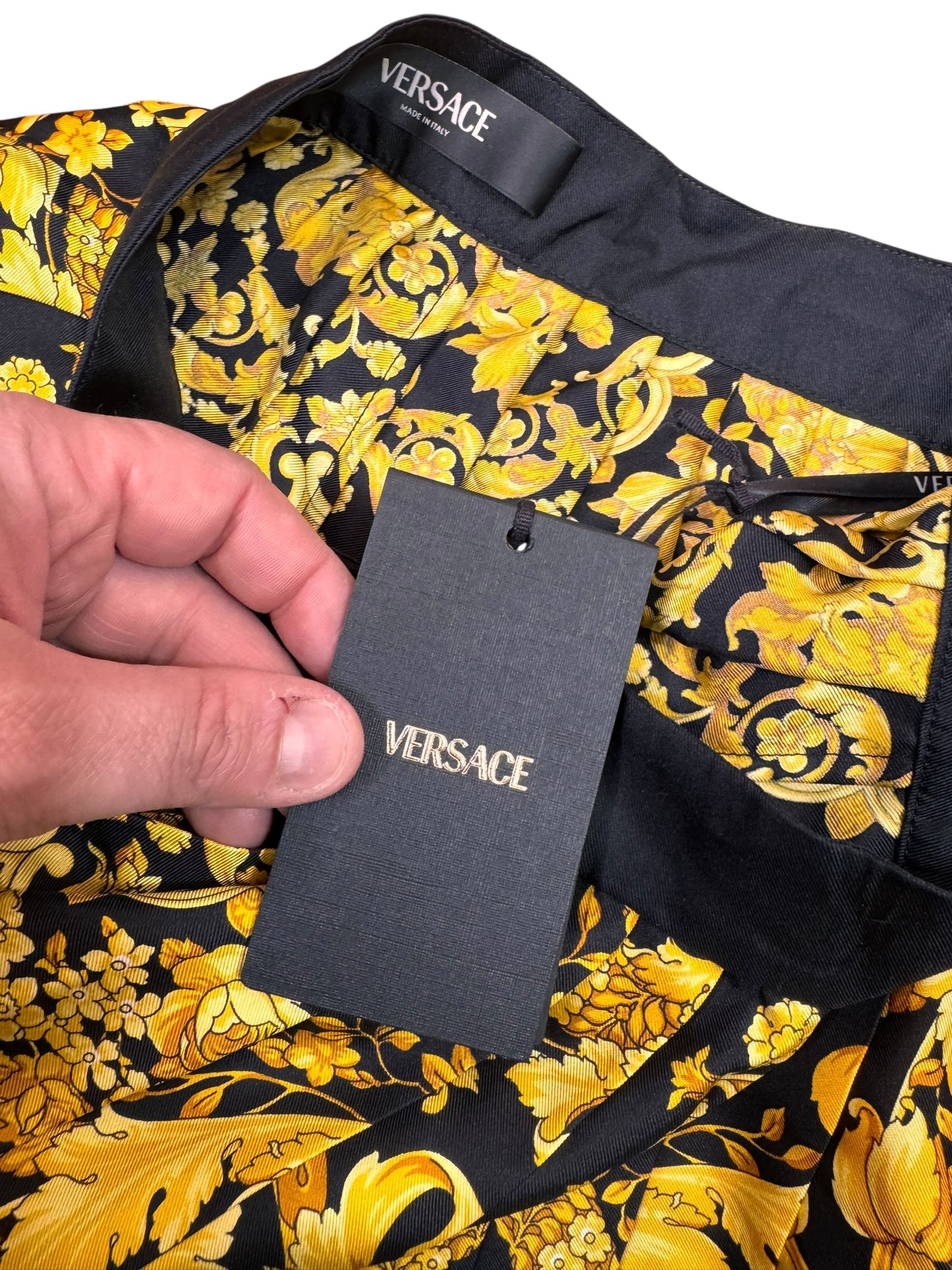 Gonna Versace seta twill stampa barocco oro taglia 38 Medusa — foto 5