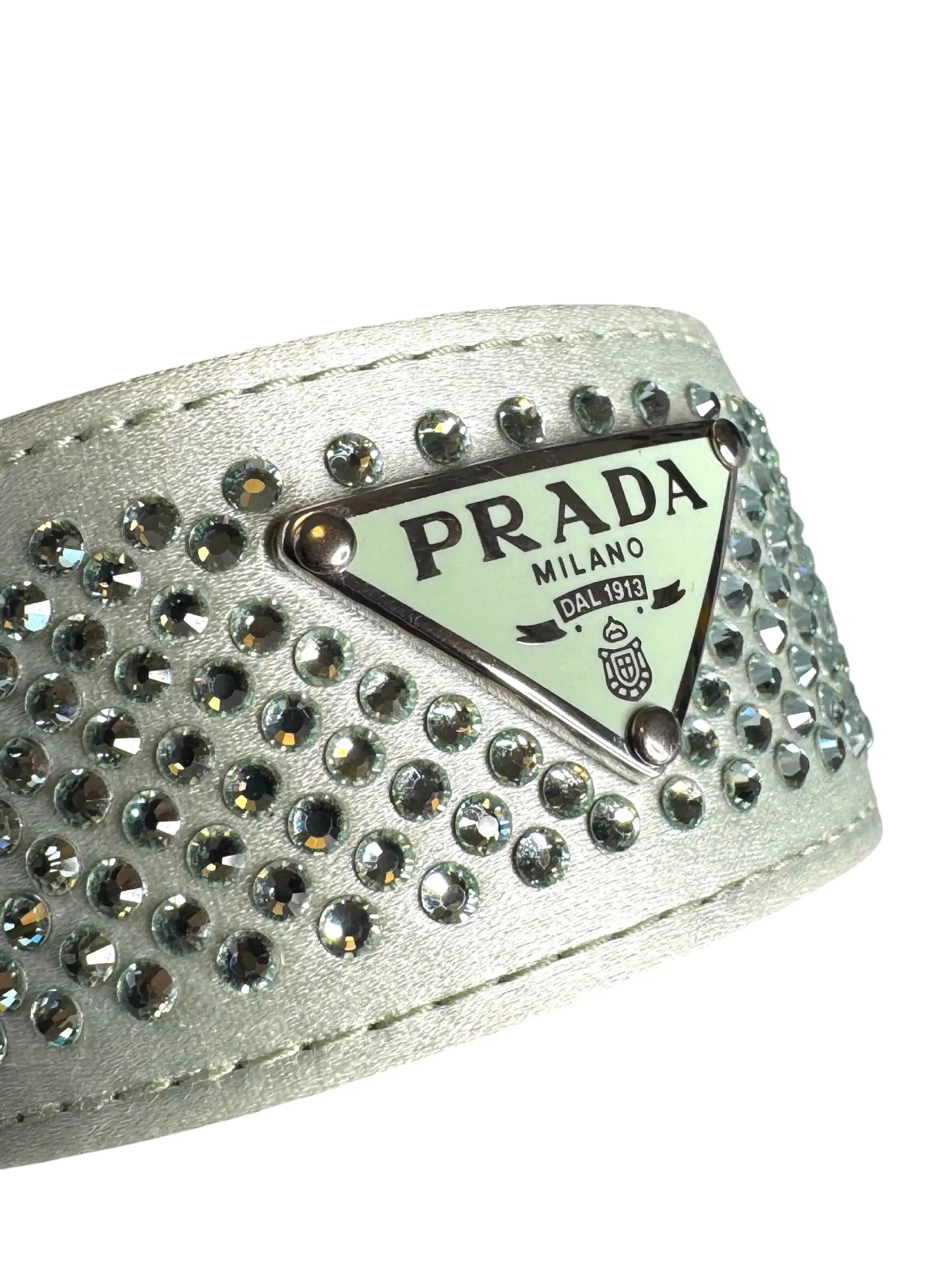 Prada bracciale crystal acqua con logo triangolo - taglia M