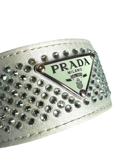 Prada bracciale crystal acqua con logo triangolo - taglia M