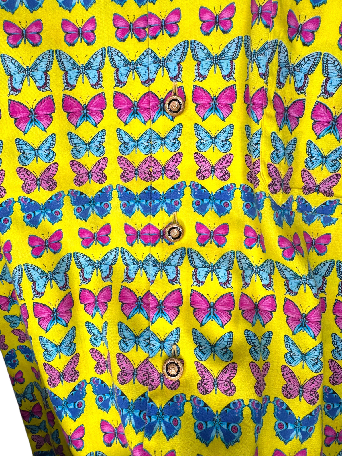 Gianni Versace Classic V2 Camicia Vintage Farfalle Multicolor Gialla S Oversize — foto 5
