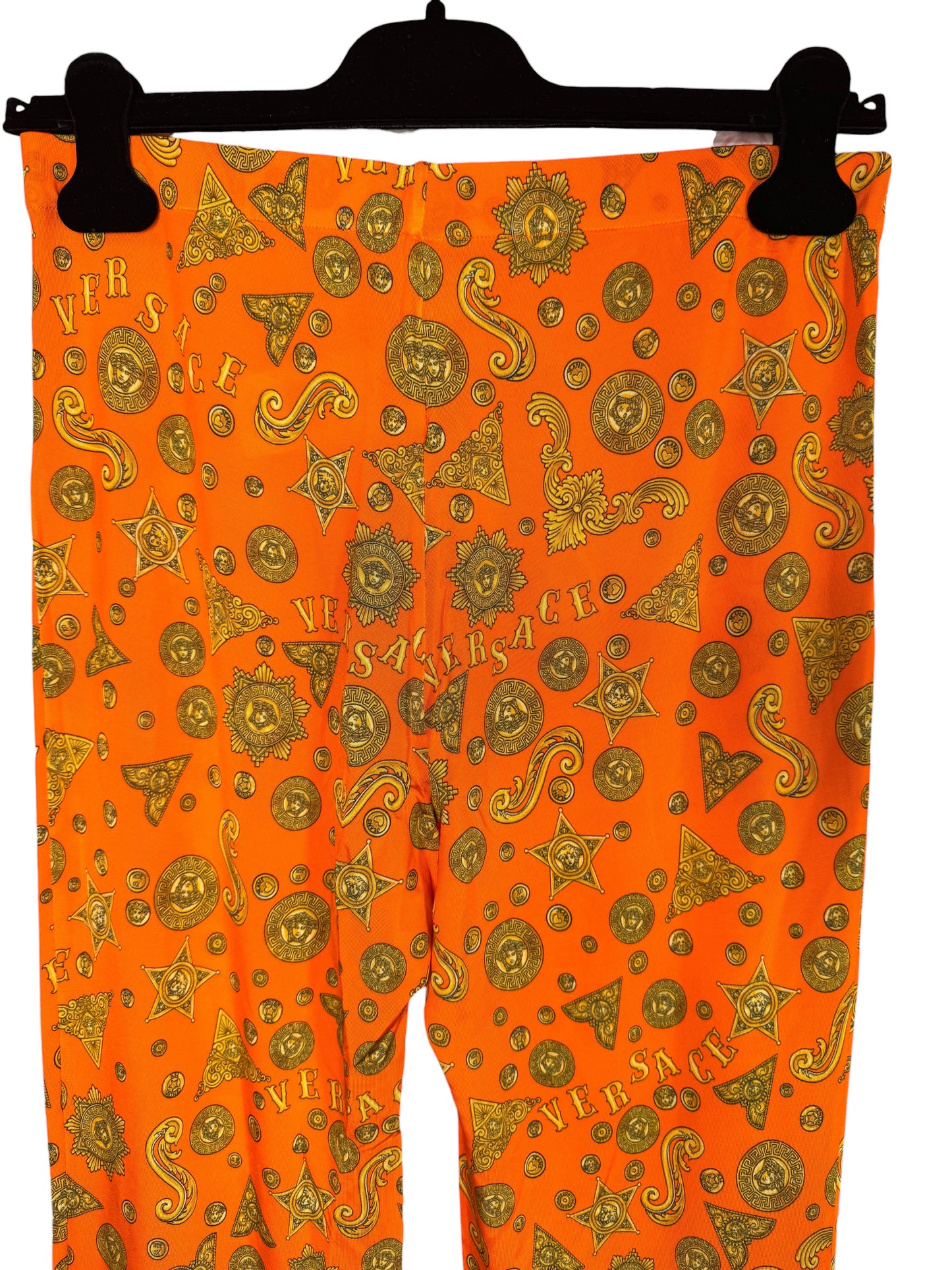 Pantaloni Versace arancioni stampa medusa monete taglia 42 nuovi — foto 4