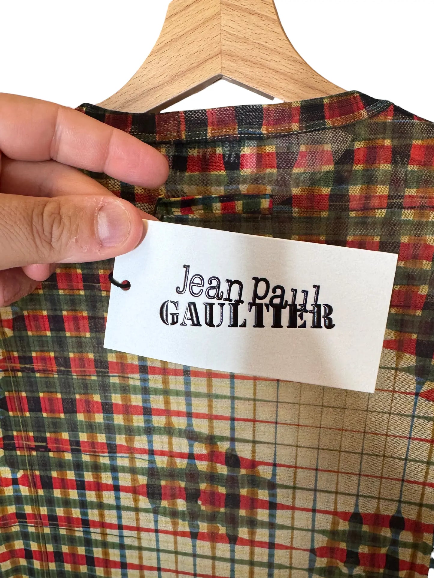 Jean Paul Gaultier abito mesh tartan trasparente Made in Italy - taglia L