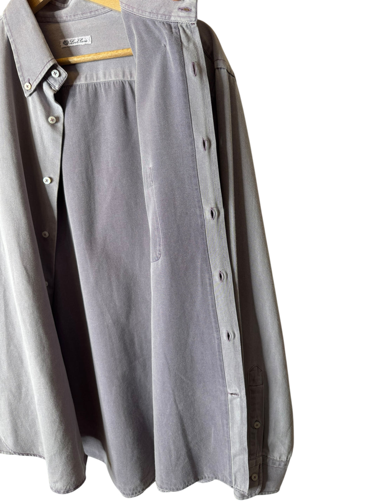 Loro Piana Camicia Uomo Cotone Soft Grigio L/XL – Bottoni Madreperla — foto 9