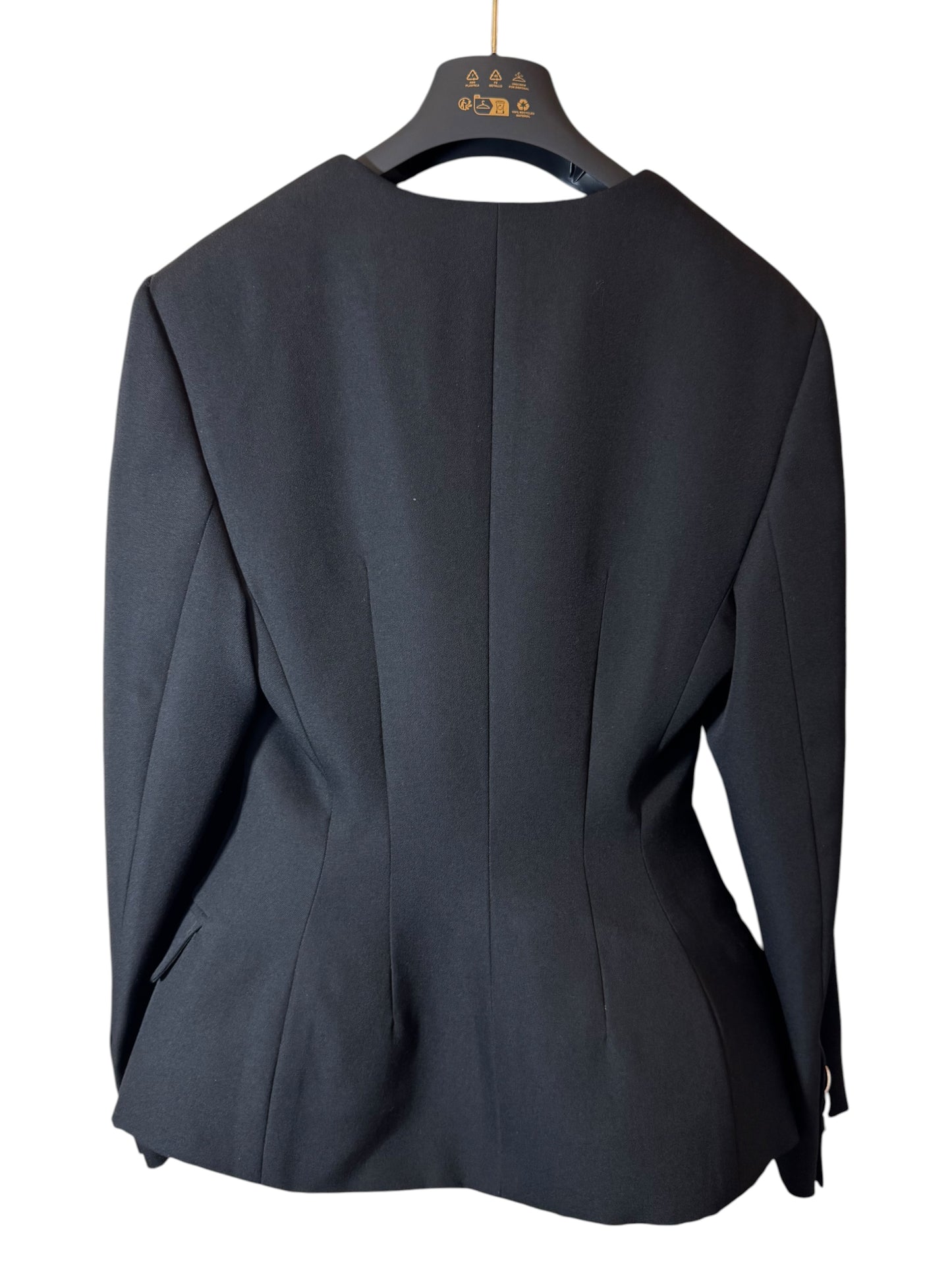 Giacca Versace donna nera in lana vergine bottoni Medusa taglia 38 Made in Italy