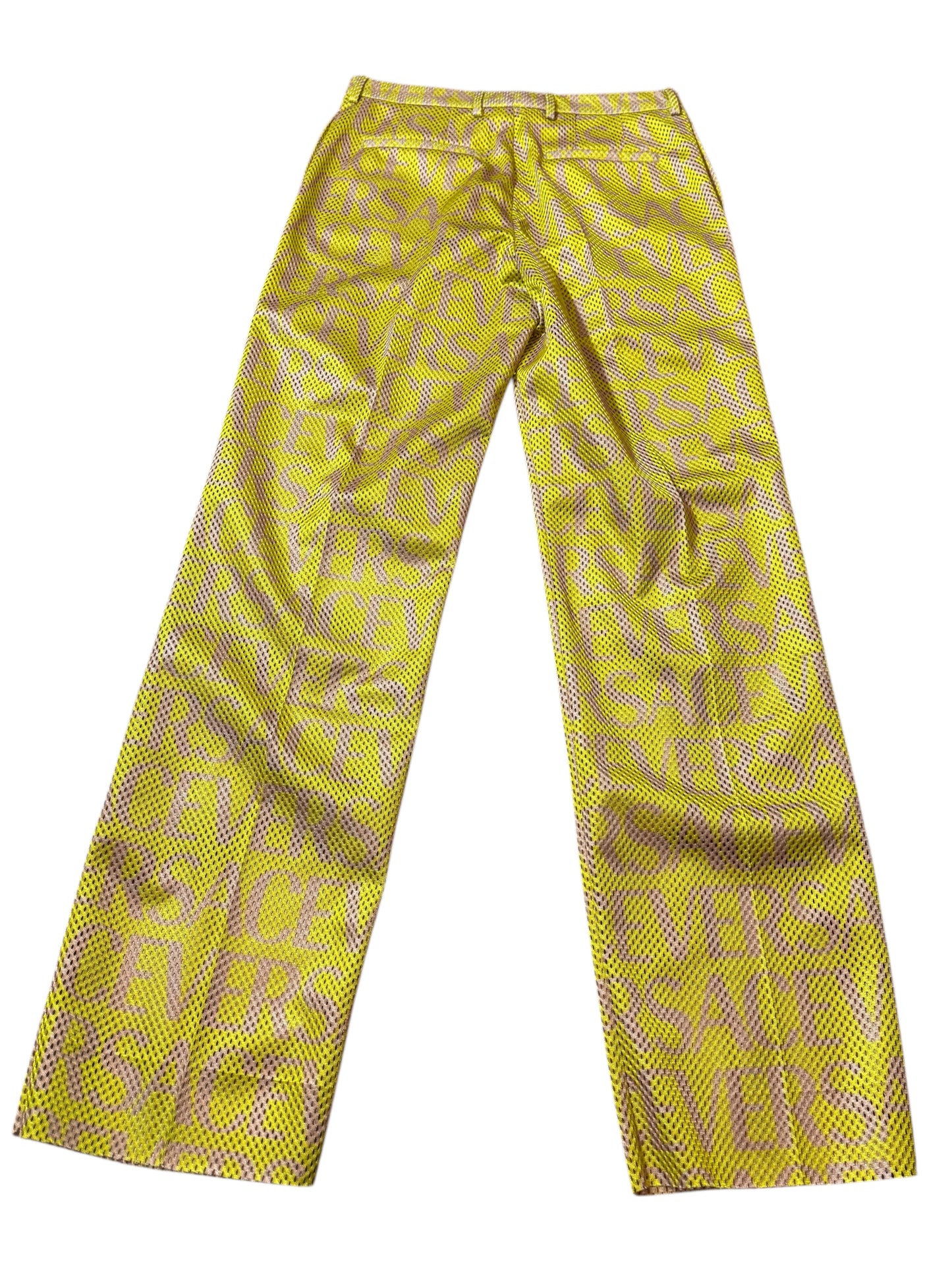 Pantaloni Versace logo all over mesh giallo IT 48 nuovi