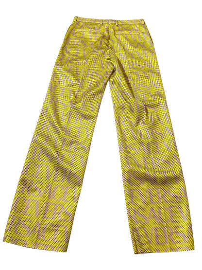 Pantaloni Versace logo all over mesh giallo IT 48 nuovi