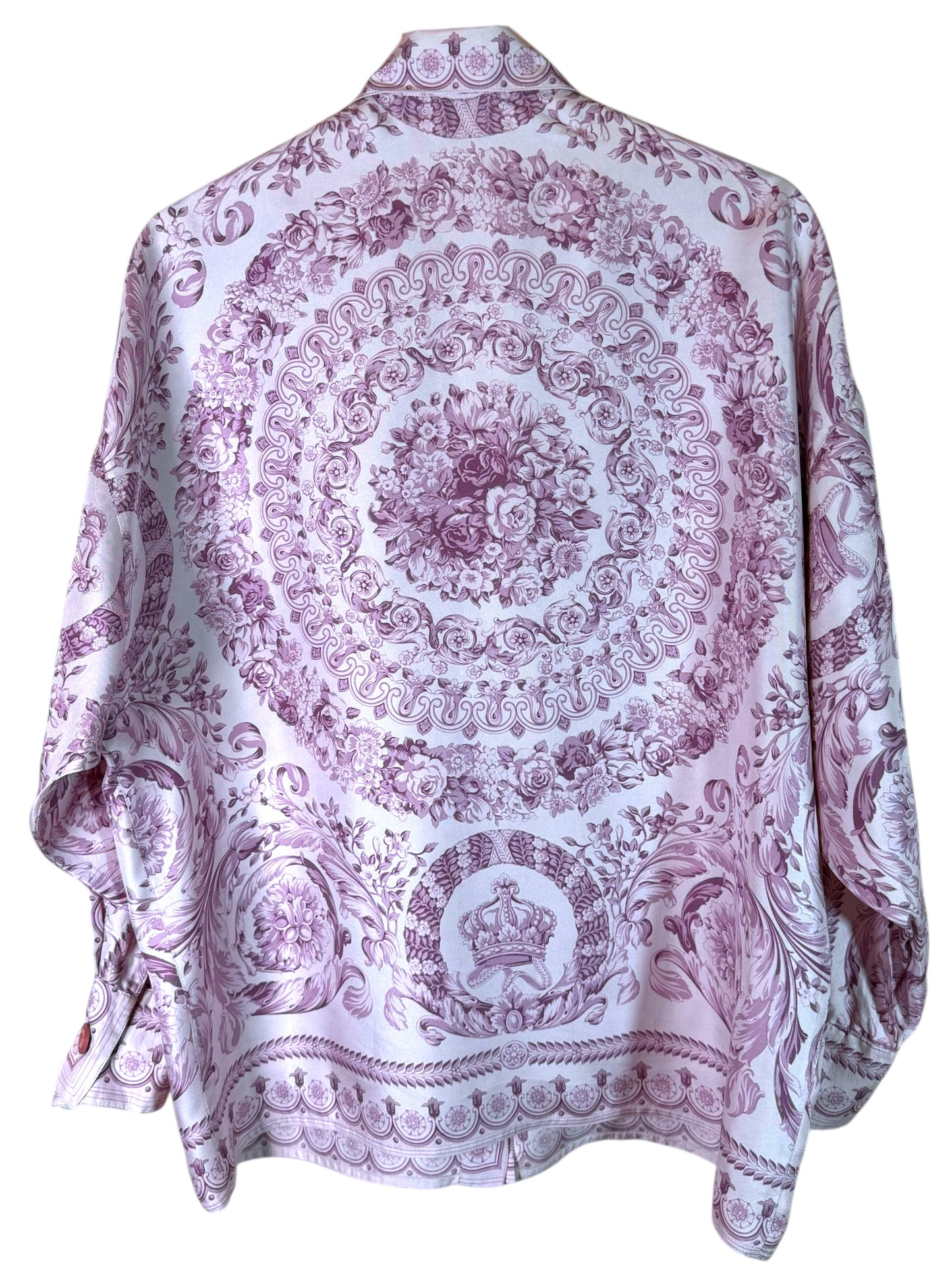 Camicia vintage Gianni Versace donna anni 90 stampa barocca rosa