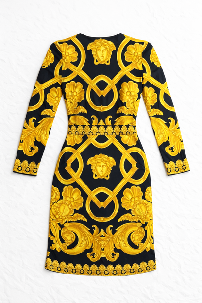 Abito Versace Barocco nero oro Medusa wrap dress tg 36 Made in Italy — foto 2