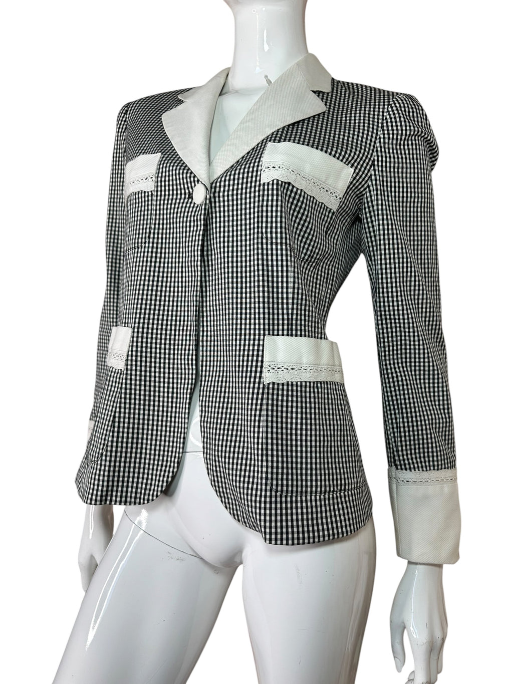 Moschino cheap and chic blazer vichy bianco e nero (M)