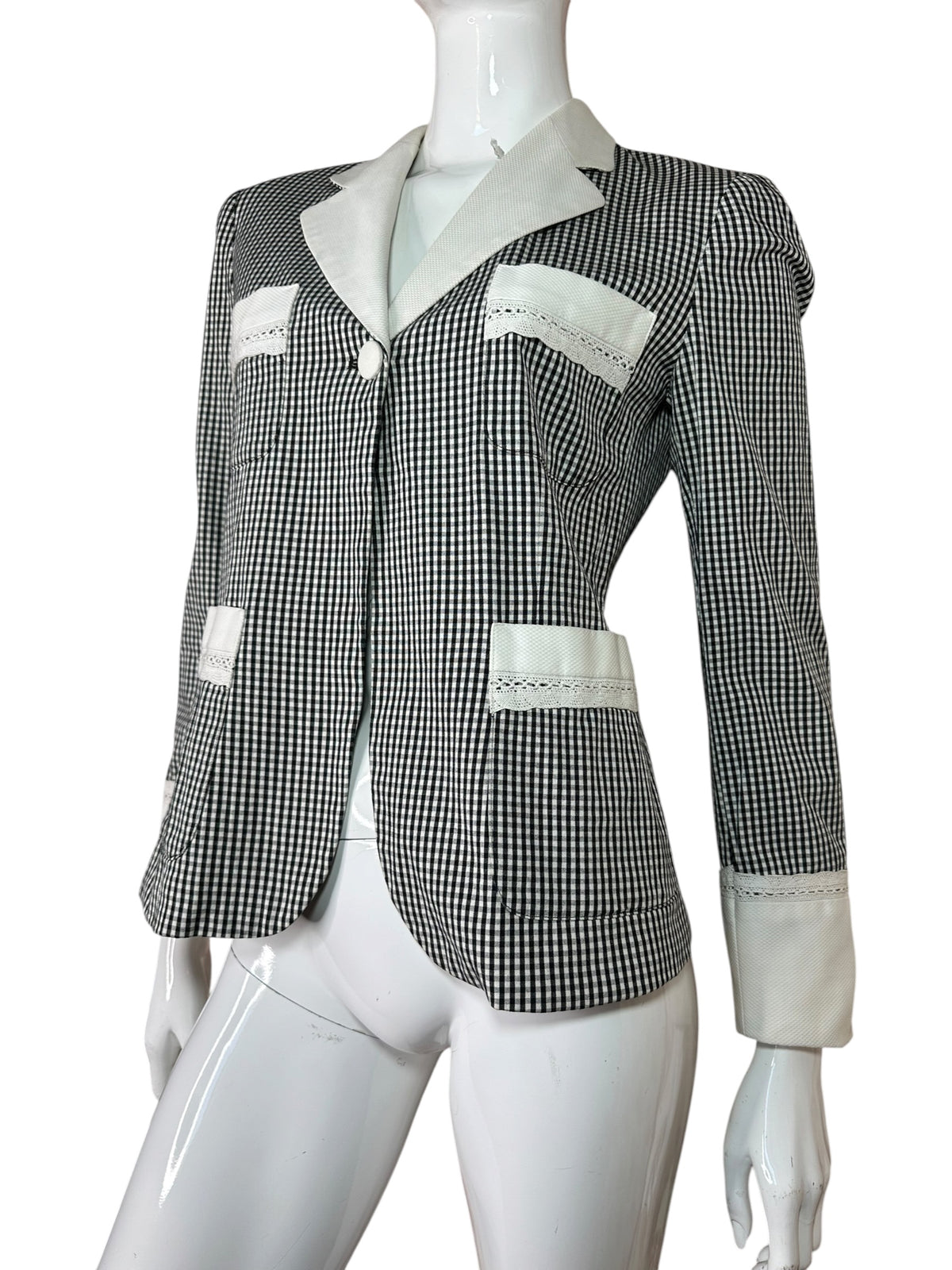 Moschino cheap and chic blazer vichy bianco e nero (M)