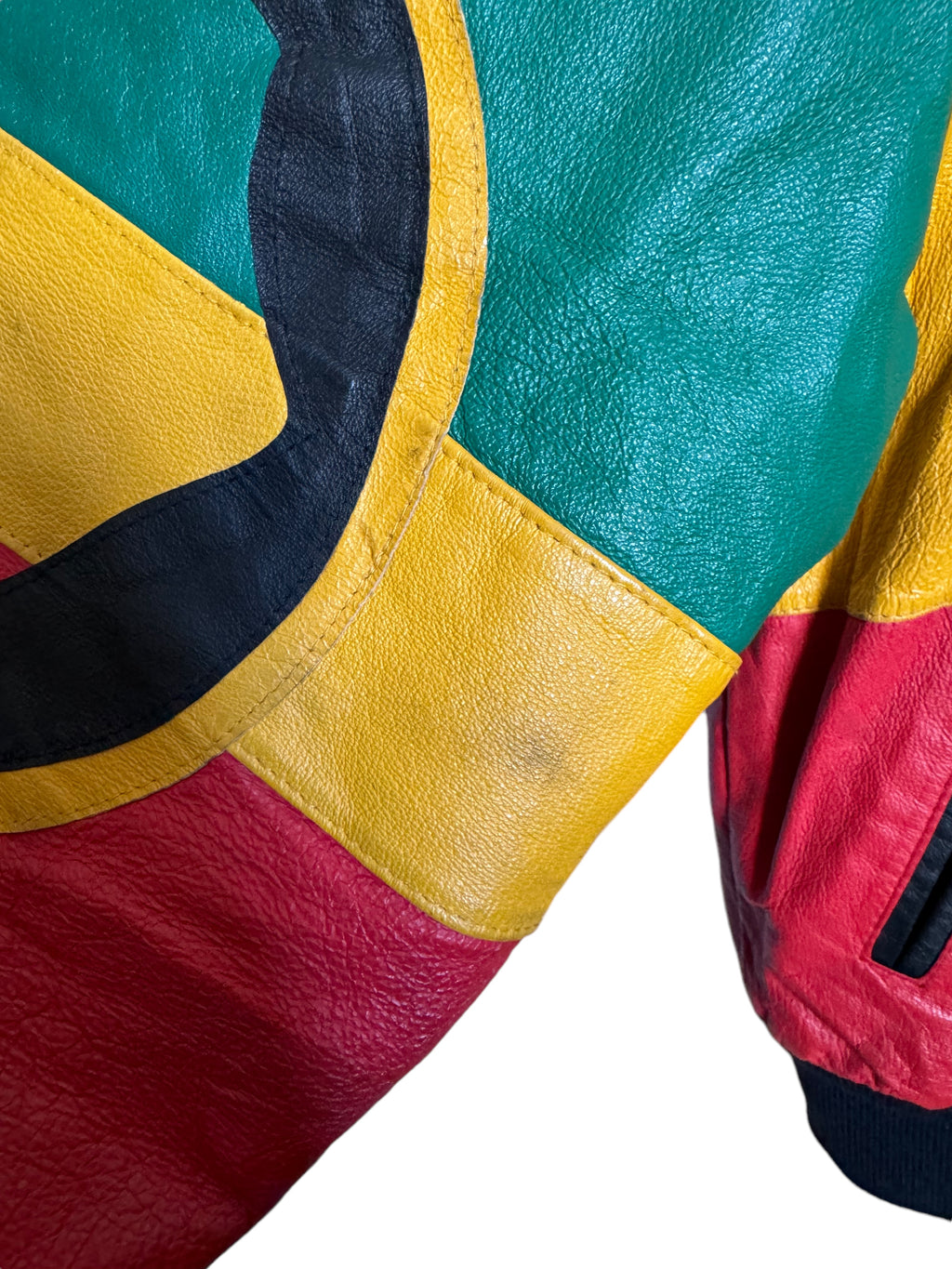 Giubbotto in pelle WhereMi Michael Hoban multicolor con maxi applicazioni, taglia M — foto 10