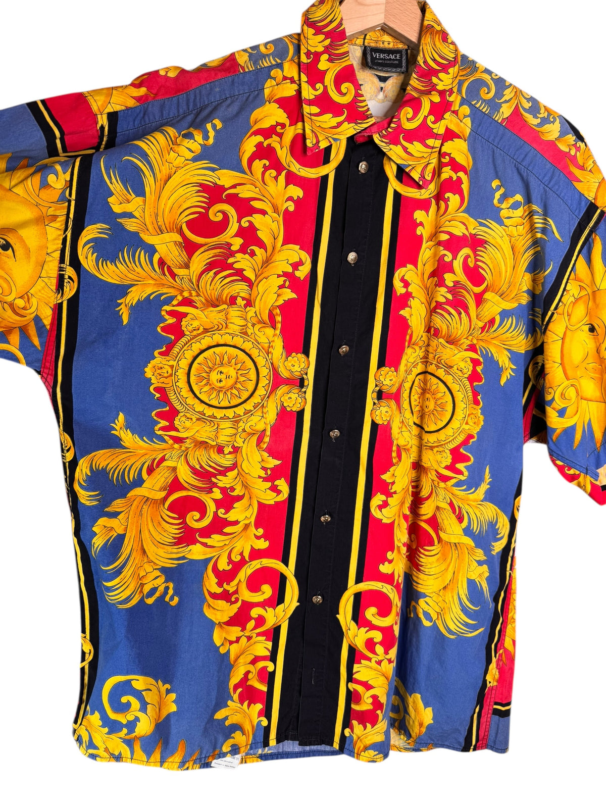 Versace vintage camicia barocco multicolor con stampa sole taglia M — foto 5