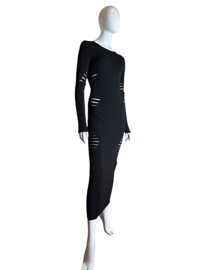 Versace Abito Lungo Nero Cut-Out in Maglia – Taglia IT 42 – Made in Italy.