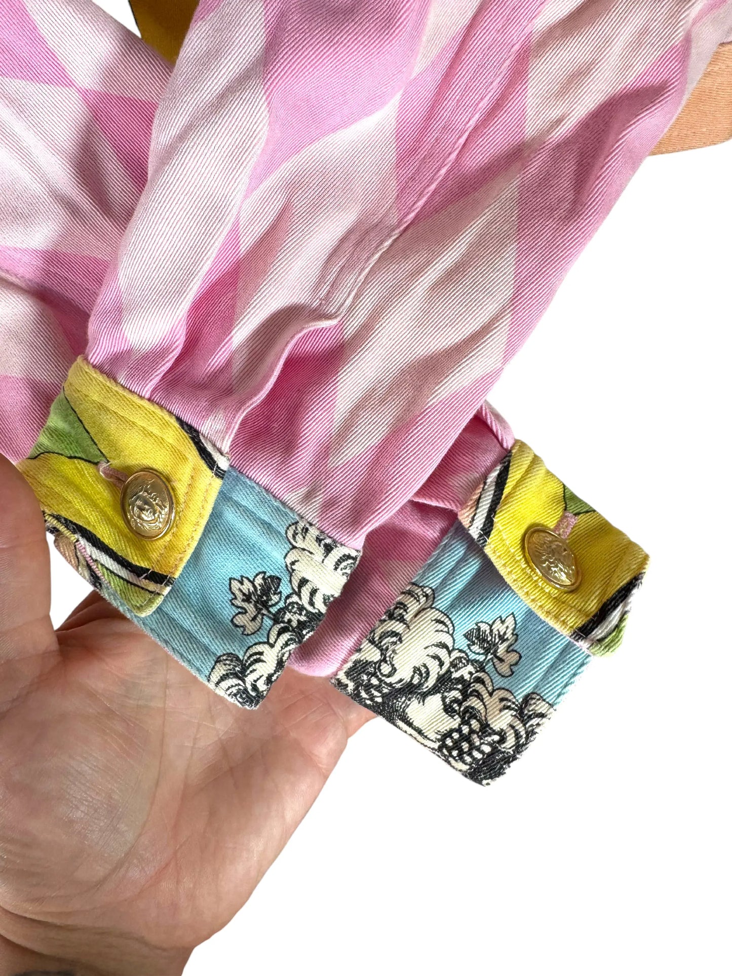 Gianni Versace Cropped Denim Jacket Medusa Print Pink - taglia XS