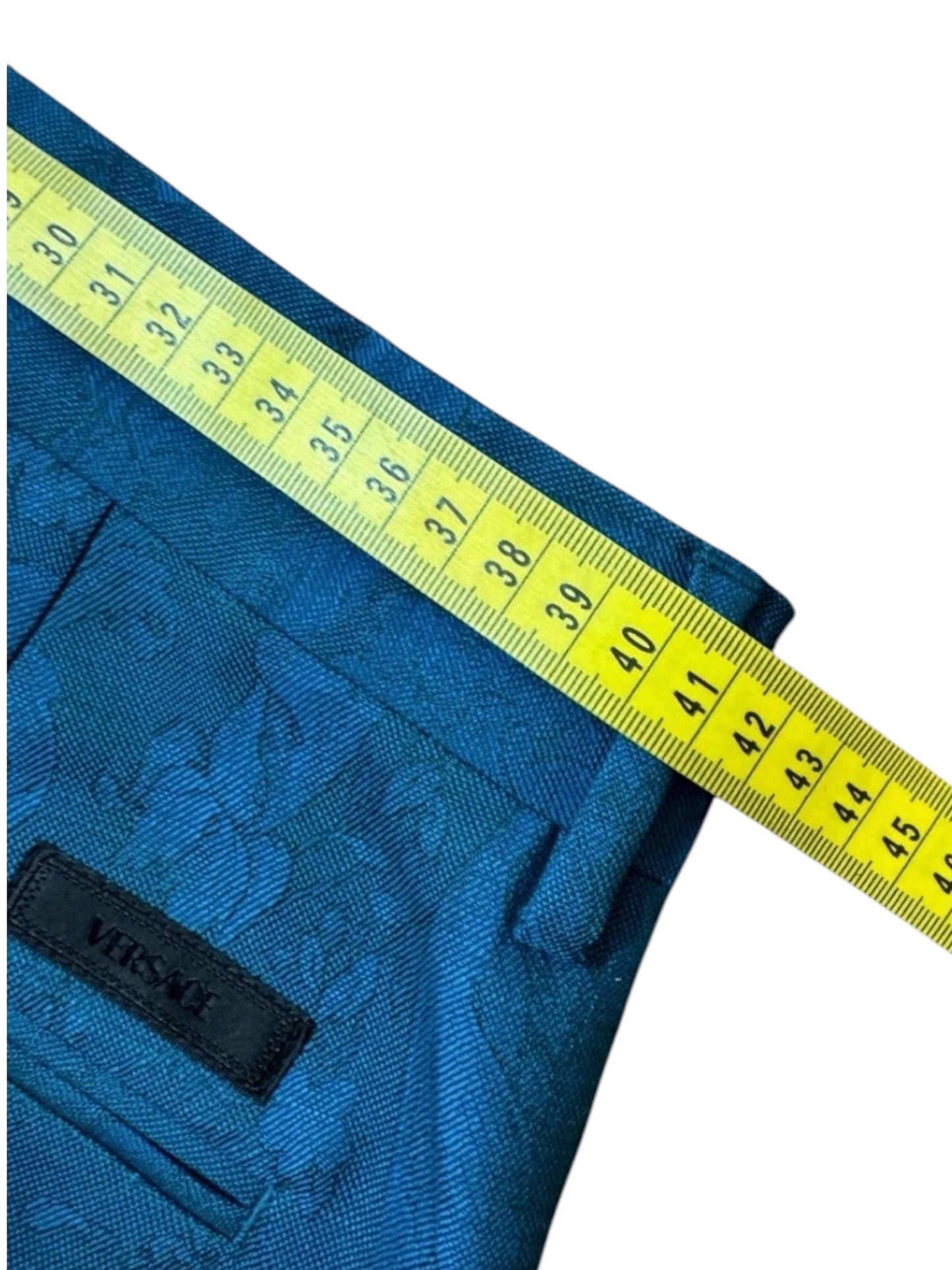 Pantaloni Versace turchesi in jacquard barocco - Taglia 48.