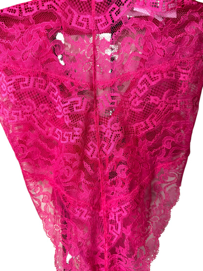Body Versace rosa in pizzo e raso, Made in Italy