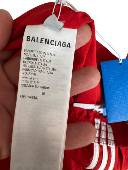 Pantaloni Balenciaga x Adidas rossi in nylon con stivale integrato – Taglia 36