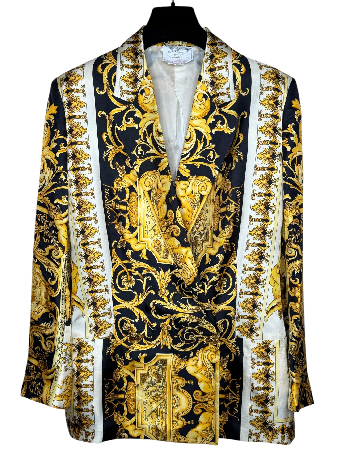 Gianni Versace Couture Blazer Vintage Anni ‘90 Barocco in Seta Donna IT 42