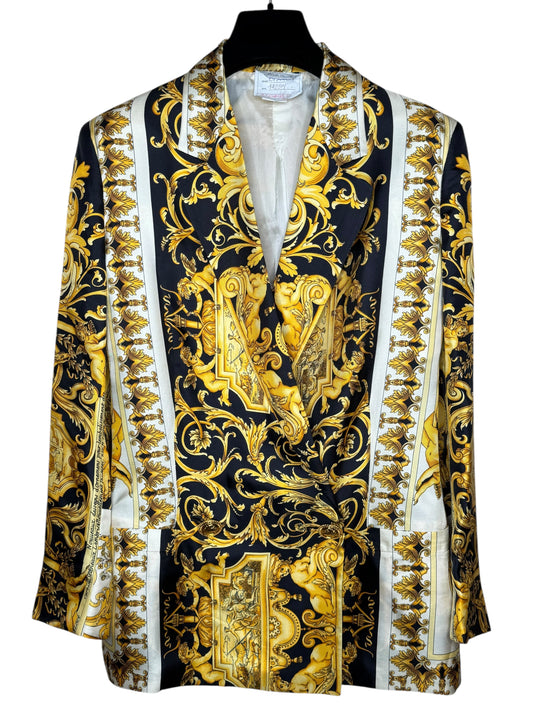 Gianni Versace Couture Blazer Vintage Anni ‘90 Barocco in Seta Donna IT 42