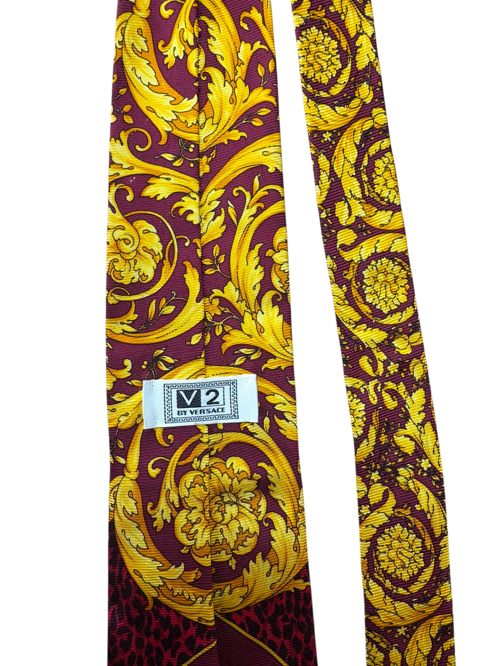 Cravatta vintage V2 by Versace barocca leopardata seta 100% Made in Italy — foto 7
