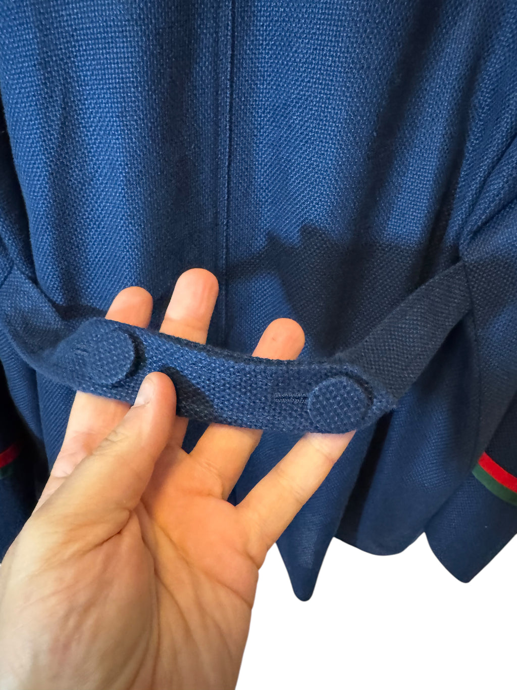 Giacca Blazer Gucci in lino blu con Web stripe e ricamo — foto 10
