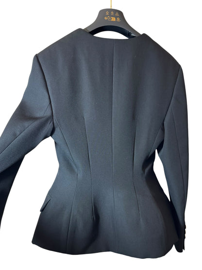 Giacca Versace donna nera in lana vergine bottoni Medusa taglia 38 Made in Italy