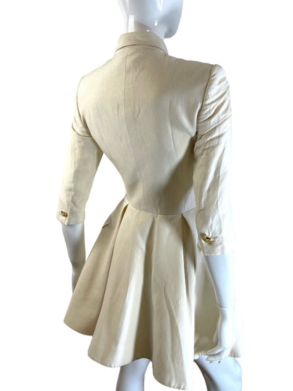 Istante abito blazer vintage panna con bottoni gioiello — foto 6