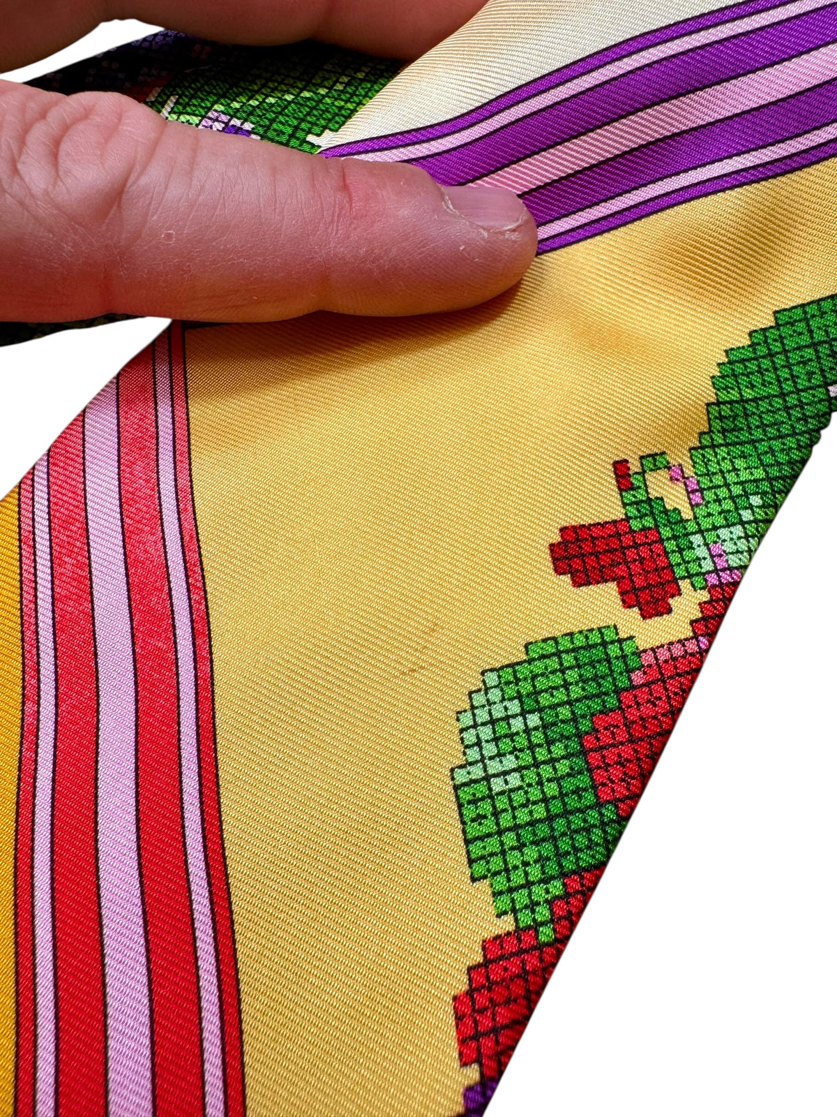 Cravatta Gianni Versace Vintage Seta Floreale Multicolor Fondo Giallo — foto 2