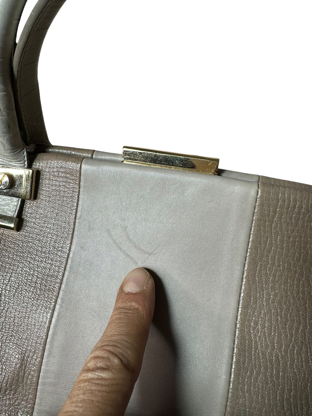 Lanvin – Borsa in pelle grigio perla e tortora