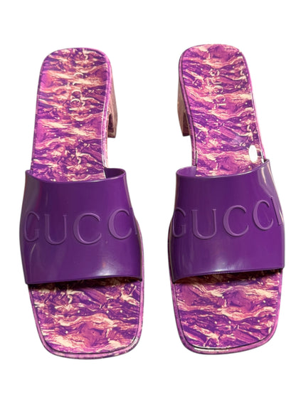 Sandali Gucci sabot viola marmorizzati con logo tg 41 mai usati
