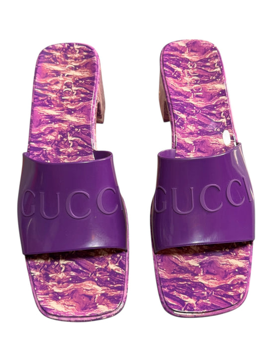 Sandali Gucci sabot viola marmorizzati con logo tg 41 mai usati