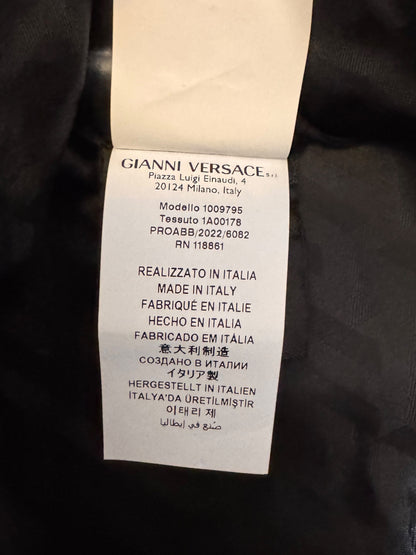 Minigonna Versace in pelle nera con cintura Medusa, Made in Italy