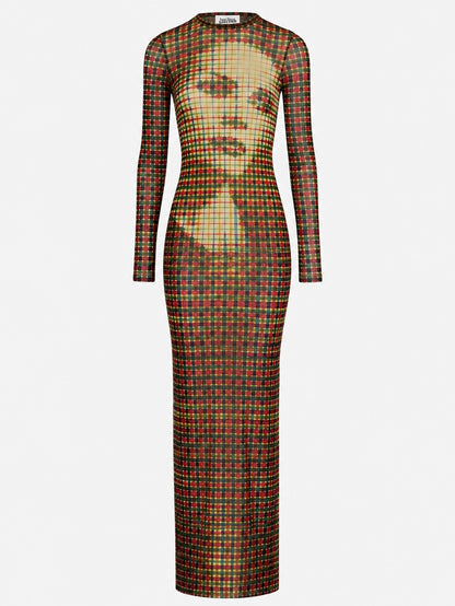 Jean Paul Gaultier abito mesh tartan trasparente Made in Italy - taglia L