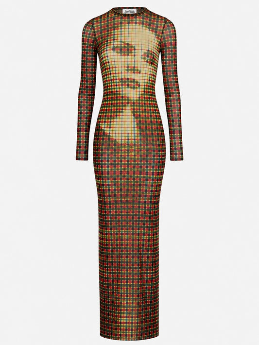 Jean Paul Gaultier abito mesh tartan trasparente Made in Italy - taglia L