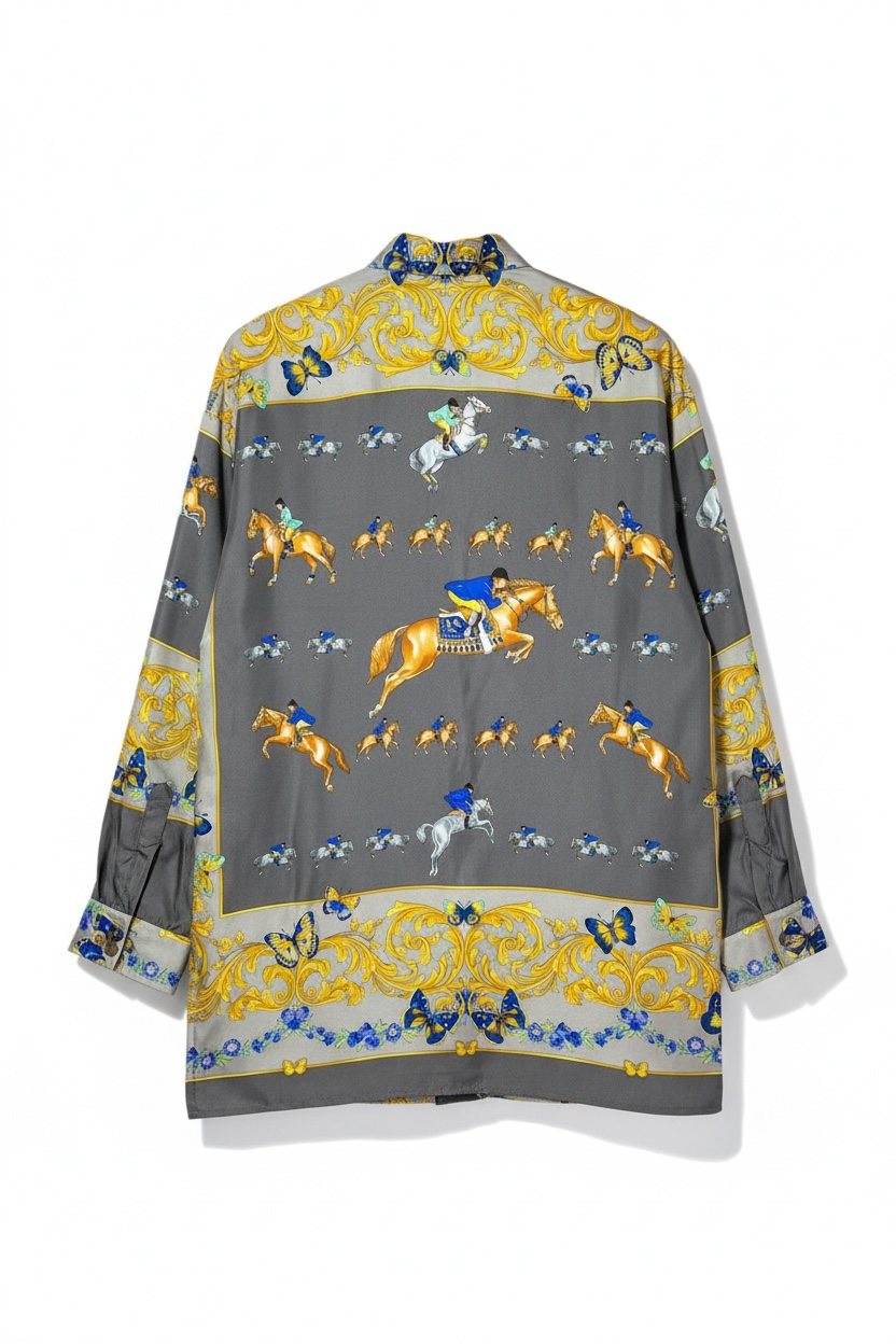 Camicia Versace Sport vintage seta fantasia barocca grigia tg 40 over M — foto 2