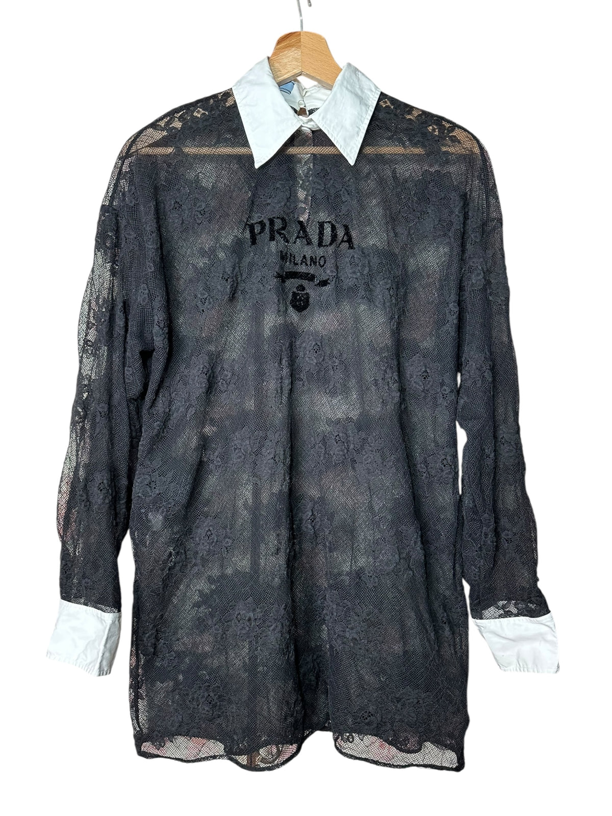 Prada maglia oversize in pizzo — foto 8