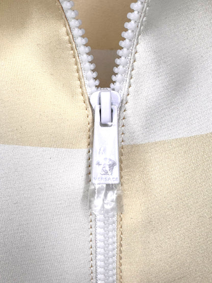 Polo Versace a scacchi misto seta duchesse, Made in Italy, nuova