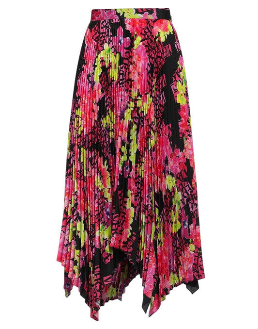 Versace Gonna Plissettata Asimmetrica Floreale