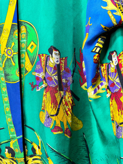 Camicia Gianni Versace Sport vintage in seta stampa Samurai – Made in Italy.
