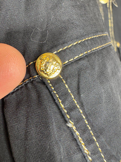 Camicia Vintage Versace Jeans Signature Nera – Bottoni Oro Medusa – Made in Italy – Taglia S